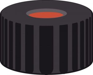 Picture of Screw closure, N 9, PP, black, center hole, Red Rubber/FEP colorless, 1.0 mm  702080 