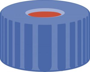 Picture of Screw closure, N 9, PP, blue, center hole, Red Rubber/FEP colorless, 1.0 mm  702732 