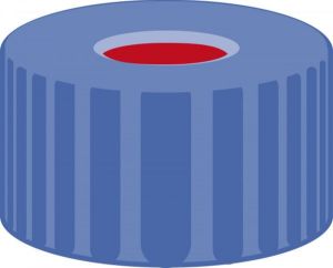 Picture of Screw closure, N 9, PP, blue, center hole,PTFE red/Silicone white/PTFE red,1.0mm   702035