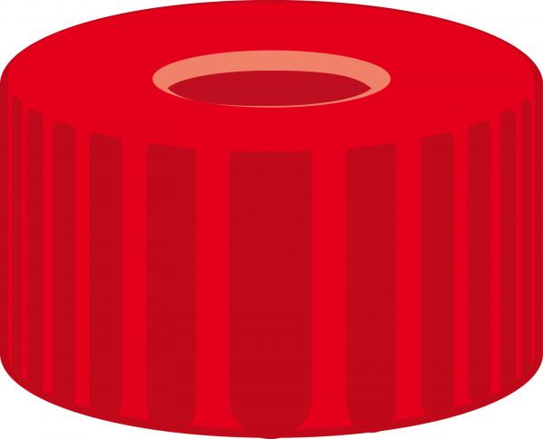 Screw closure, N 9, PP, red, center hole, PTFE red/Silicone white/PTFE red,1.0mm 702084 