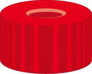 Picture of Screw closure, N 9, PP, red, center hole, PTFE red/Silicone white/PTFE red,1.0mm 702084 