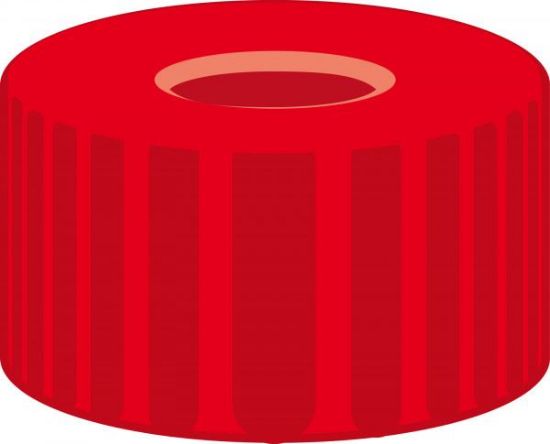 Picture of Screw closure, N 9, PP, red, center hole, PTFE red/Silicone white/PTFE red,1.0mm 702084 