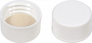 Picture of Screw closure (bonded), N 24, PP, white, closed top,Silicone w./PTFE beige,3.2mm  702059 