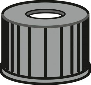 Picture of Screw closure, N 8, PP, black, center hole, Silicone white/PTFE red, 1.3 mm  70245 