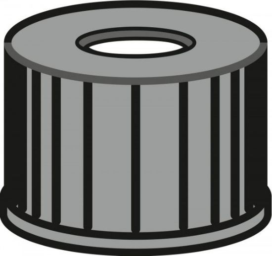 Picture of Screw closure, N 8, PP, black, center hole, Silicone white/PTFE red, 1.3 mm  70245 