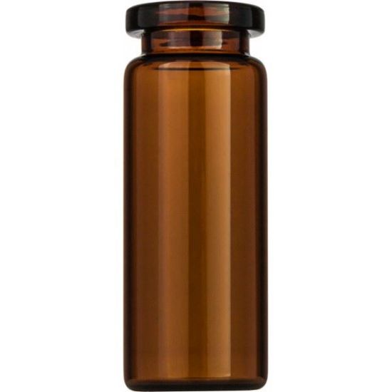 Picture of Crimp neck vial, N 20, 20.5x54.5 mm, 10.0 mL, flat bottom, flat neck, amber DIN 70216.36 