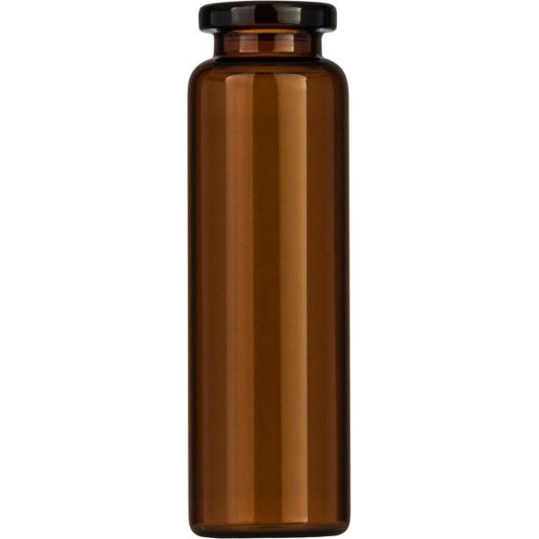 Crimp neck vial, N 20, 23.25x75.5 mm, 20.0 mL, flat bottom, flat neck, amber  70217.36 