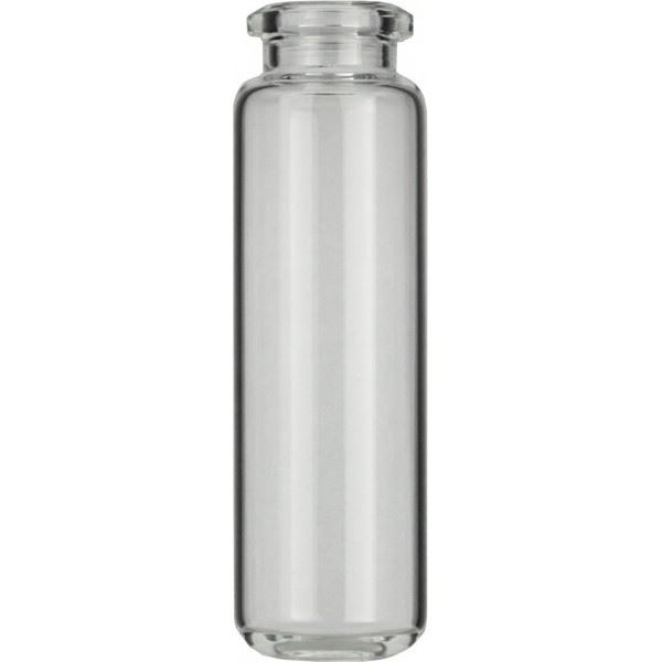 Crimp neck vial, N 20, 23.0x75.5 mm, 20.0 mL, rounded bottom, bev. neck, clear 70254