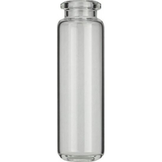 Picture of Crimp neck vial, N 20, 23.0x75.5 mm, 20.0 mL, rounded bottom, bev. neck, clear 70254