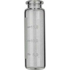 Picture of Crimp neck vial, N 20, 23.0x75.5 mm,20.0 mL,label,rounded bottom,bev. neck,clear 702540