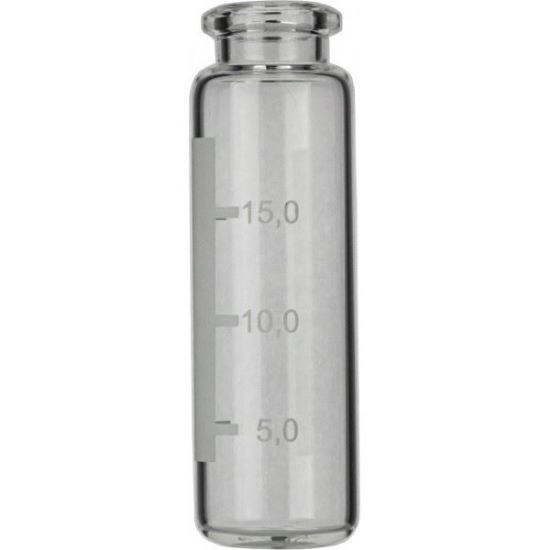 Picture of Crimp neck vial, N 20, 23.0x75.5 mm,20.0 mL,label,rounded bottom,bev. neck,clear 702540