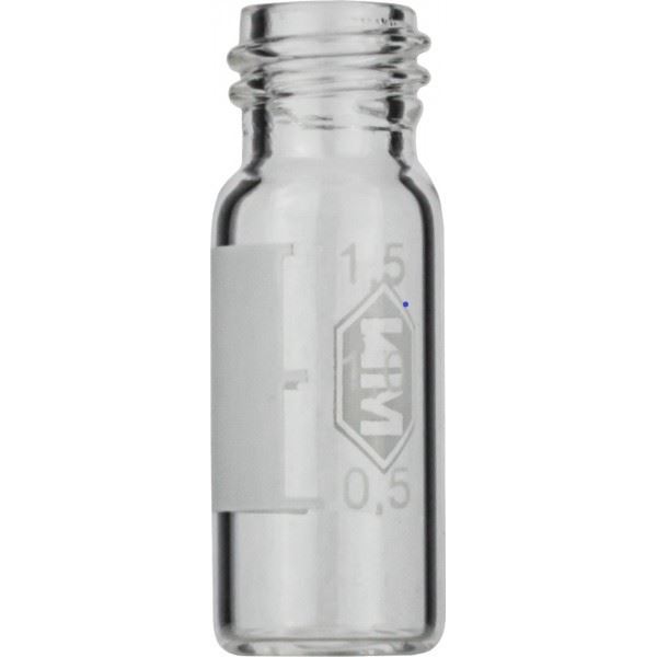 Screw neck vial, N 10, 11.6x32.0 mm, 1.5 mL, label, flat bottom, clear  702012MN