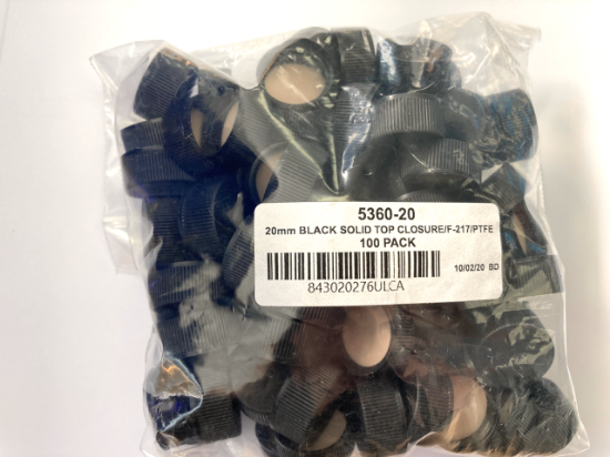Picture of 20-400mm Solid Top, Black Polypropylene Cap, PTFE/F217 Lined 5360-20