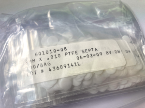 Picture of 8mm x 0.010” White PTFE Septa 601010-08