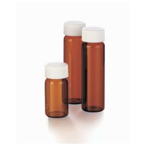 Picture of 40mL Amber Vial, 24-400mm Solid Top White Polypropylene Closure, PTFE Lined  ,pk100, 9A-089