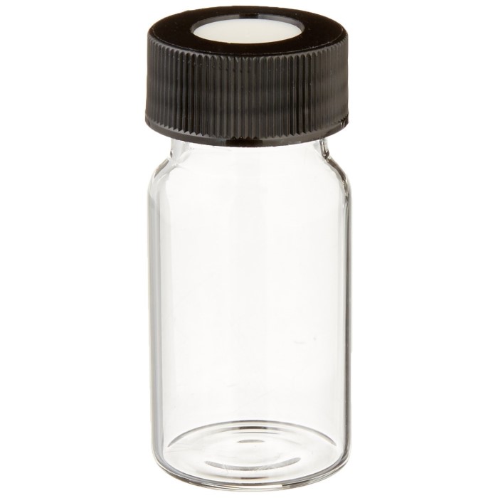 Precleaned - 20mL Clear Vial, 24-400mm Open Top Black Closure, 0.125" PTFE/Silicone Top Hat™ Lined 9-131-2