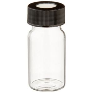 Picture of Precleaned - 20mL Clear Vial, 24-400mm Open Top Black Closure, 0.125" PTFE/Silicone Top Hat™ Lined 9-131-2