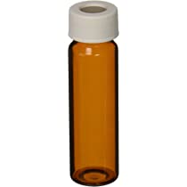 Precleaned & Certified - 40mL Amber Vial,  24-414mm Open Top White Polypropylene Closure,  .125" PTFE/Sil Lined ,pk144, 9A-104-3