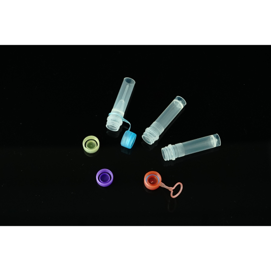 Picture of 0.5 mL Self-Standing Vials With Caps On, Blue, External Thread,  Hinged Cap with Sealing Ring, Sterile, 50/pk, 500/box, 2000/cs,  633013B  (Was 633011-B)
