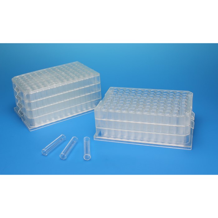 0.5mL MTP System Topas Plate with PTFE/Silicone/PTFE Liner, Cover & Polypropylene 9x17mm Conical Vials 9905PLC-812T