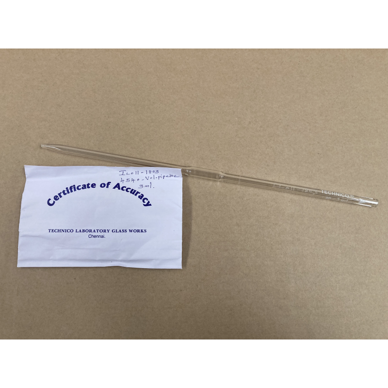 Bulb Pipette 3ml, with 1 mark, Class A, MS GBP03