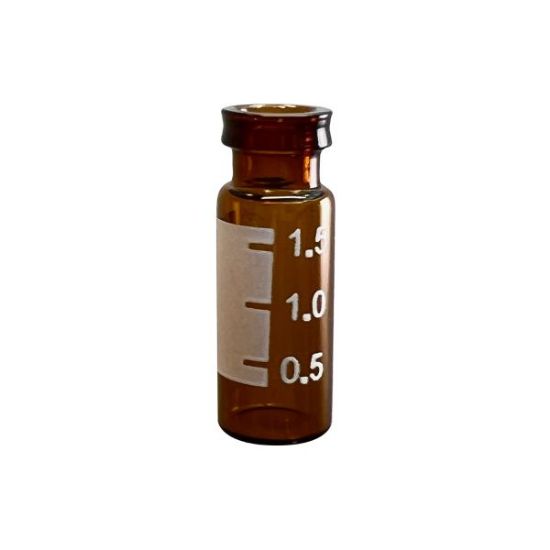 Picture of 2.0mL Amber Snap Seal™ Vial, 12x32mm, with White Graduated Spot, 11mm Crimp [Patented] 31811E-1232A