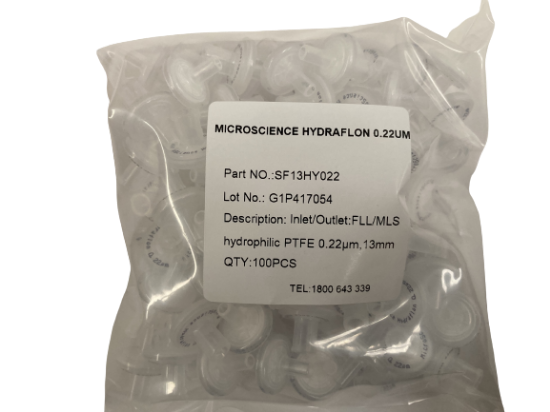 Picture of 13mm Hydraflon syringe filter  MS SF13HY022NS