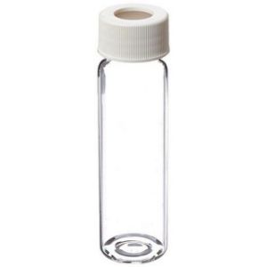 Picture of 20mL Clear Vial,  24-414mm Open Top White Polypropylene Closure,  .125" PTFE/Silicone Lined 9-106