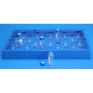 Picture of 25 Position Insert Tray for Universal Vial Rack, to Hold 8mm Vials, made from Clear PETG  9601-08
