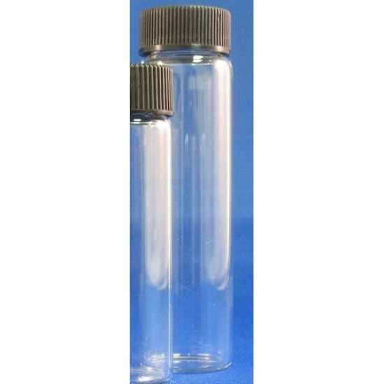 Picture of 3 Dram, 19x65mm Vial, 15-425mm Thread, Black Polypropylene Open Hole Cap, PTFE/Silicone Lined 812030-1965
