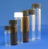 Picture of 3 Dram, Amber 19x65mm Vial, 15-425mm Thread, Black Polypropylene Open Hole Cap, PTFE/Silicone Lined 812030-1965A