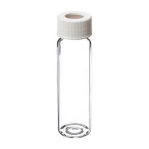 Picture of 40mL Clear Vial,  24-414mm Open Top White Polypropylene Closure,  .100" PTFE/Silicone Lined 9-105