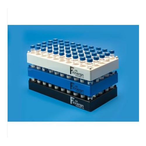 50 Position Black Polypropylene Stackable Rack for 12mm Vials and Tubes, Autoclavable 9750-12BL