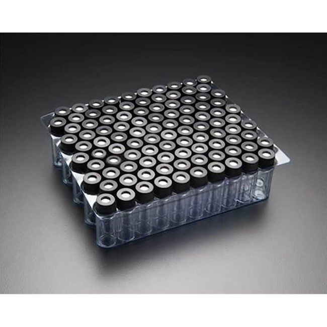 Amber 8-425mm Threaded Vial, 12x32mm, Black Polypropylene Cap, PTFE/Red Rubber Septa, 0.040" 804040-1232A