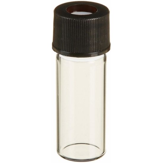 Picture of Clear 10-425mm Threaded Vial, 12x32mm, Black Polypropylene Cap, PTFE Septa, 0.010" 801010T-1232