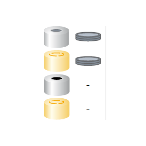 Picture of Crimp closure, N 13, alu., center hole, Butyl dark gray/PTFE gray, 2.0 mm 70257