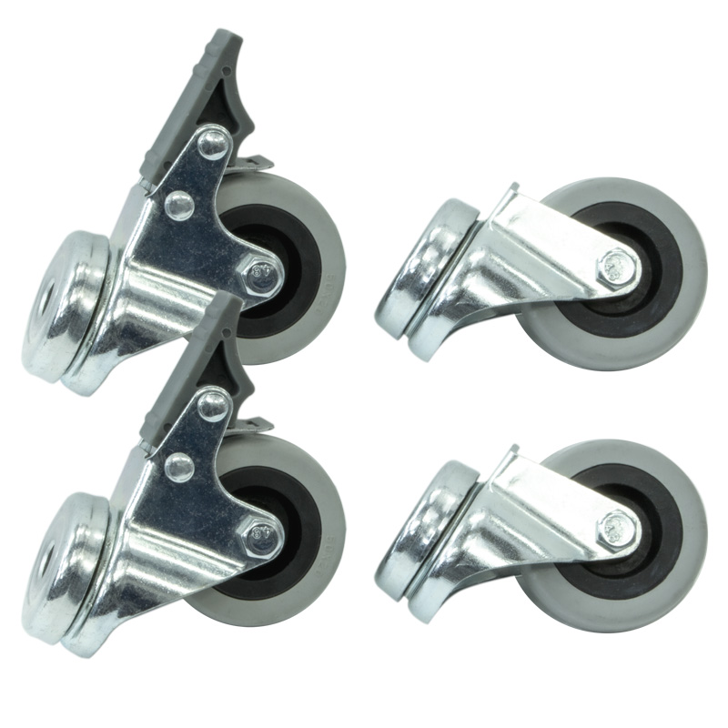 Set of four swivelling wheels, two of which brakeble, 41102312