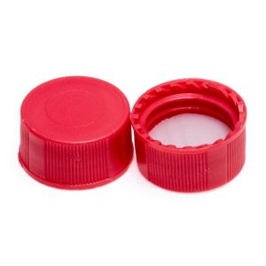 Picture of 9mm Solid Top R.A.M.™ Ribbed Cap, Red Polypropylene, PTFE/F217 Lined, 5360-09R