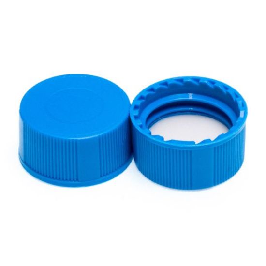 Picture of 9mm Solid Top R.A.M.™ Ribbed Cap, Royal Blue Polypropylene, PTFE/F217 Lined, 5360-09RB