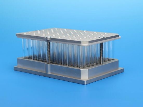 Picture of 0.5mL MTP System ABS Plate with Glass 9x17mm Flat Bottom Vials & Molded Tan PTFE/Silicone Liner , 9905M-812FB