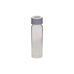 Picture of 40mL Clear Vial, White Polypropylene Open Top, 0.125" PTFE/Silicone Septa, Precleaned & Certified, Graduated, G9-102-3