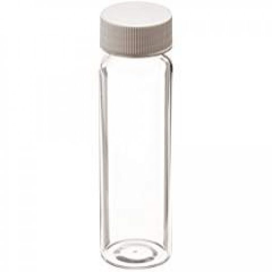Picture of 40mL Clear Vial, White Polypropylene Solid Top, PTFE Lined, Graduated G9-120
