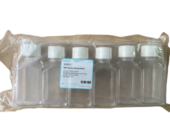 Picture of 250 mL PETG Square Storage Bottle, Sterile, 6/pk, 48/cs, 352511