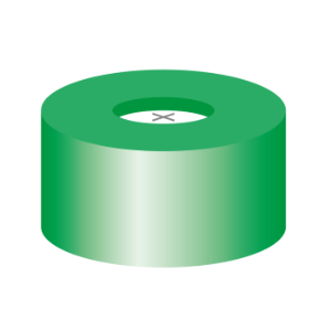 Picture of Snap ring closure, N 11, PE(hard),green, center hole Silicone white/PTFE blue, cross-slit , 702150