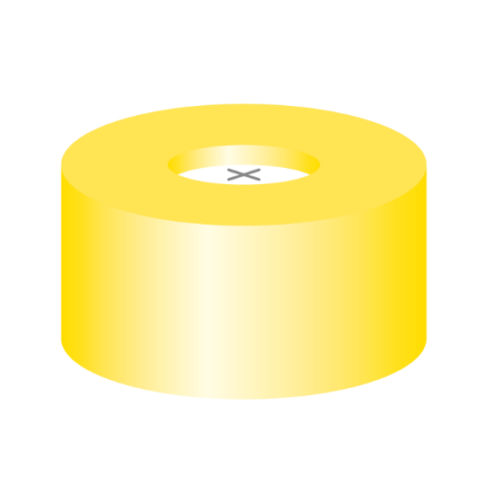 Picture of  Snap ring closure, N 11, PE(hard),yellow, center hole Silicone white/PTFE blue,cross-slit,1.0mm 702151