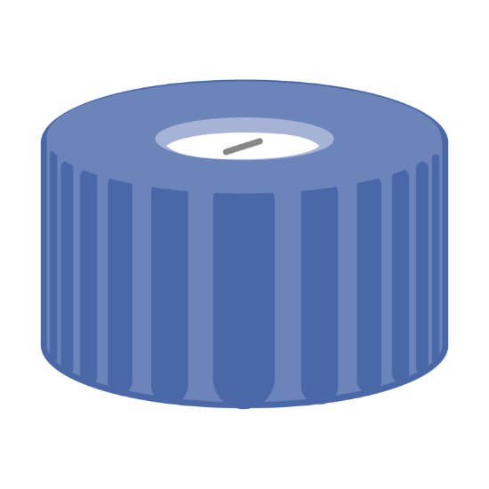 Picture of Screw closure,N 9,PP,blue,center hole Silicone white/Polyimide orange,slit,1.0mm,fluorine-free 702405