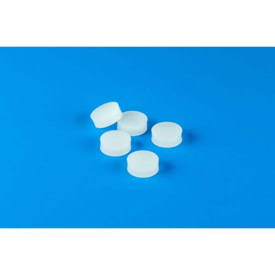 Picture of 11mm (7/16") Diameter General Purpose Low Bleed Milky White GC Septa, 3mm Thick, over 100 Injections, Max Temp 250°C 606GPW-11