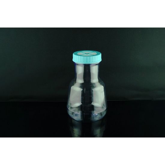 Picture of 3 Liter Wild-mouth Efficient Erlenmeyer Flask，Vent Cap,  Plain BottomPC Bottle, HDPE Cap, Sterile, 1/pk, 4/cs 786511