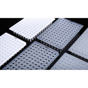 Picture of 40 ?l 384 Well PCR Plates, Semi Skirt, Compatible with Roche Machine, White Frame, A24 Notch,  White, 10/pk 409013