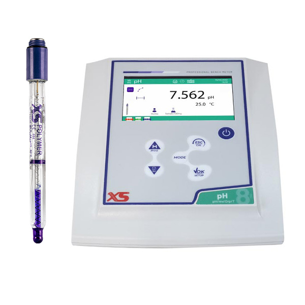 pH 8 PRO kit BASIC with pH electrode XS POLYMER. Cable S7/BNC, temperature probe NT55, 50101202